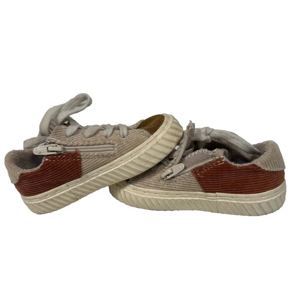 Zara Corduroy Patchwork Sneakers Shoes Size 20 Euro 4.5-5 US Brown Tan Zip & Tie